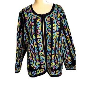 Serengeti Multicolor Open Jacket Blazer Womens Size 1X